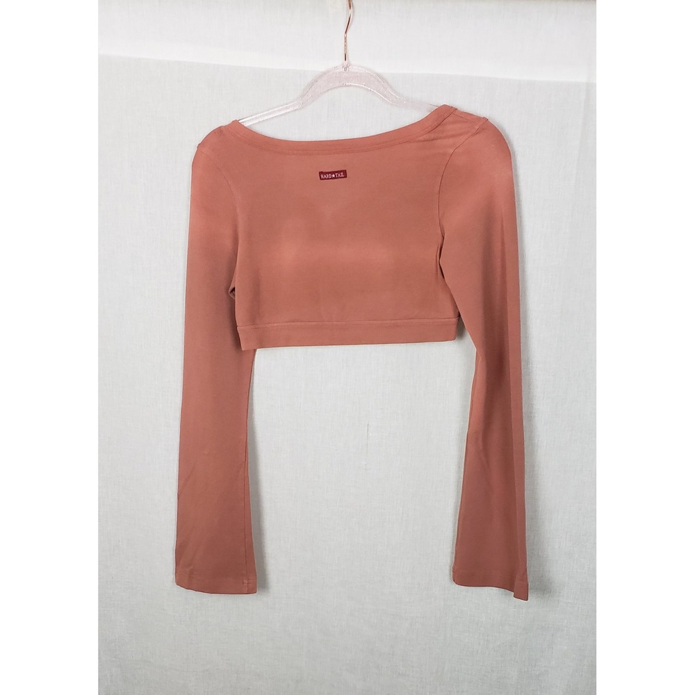 Hard Tail Forever Womens Long Sleeve Crop Top Dusty Rose Zip Front M Boho Earthy - Picture 4 of 8